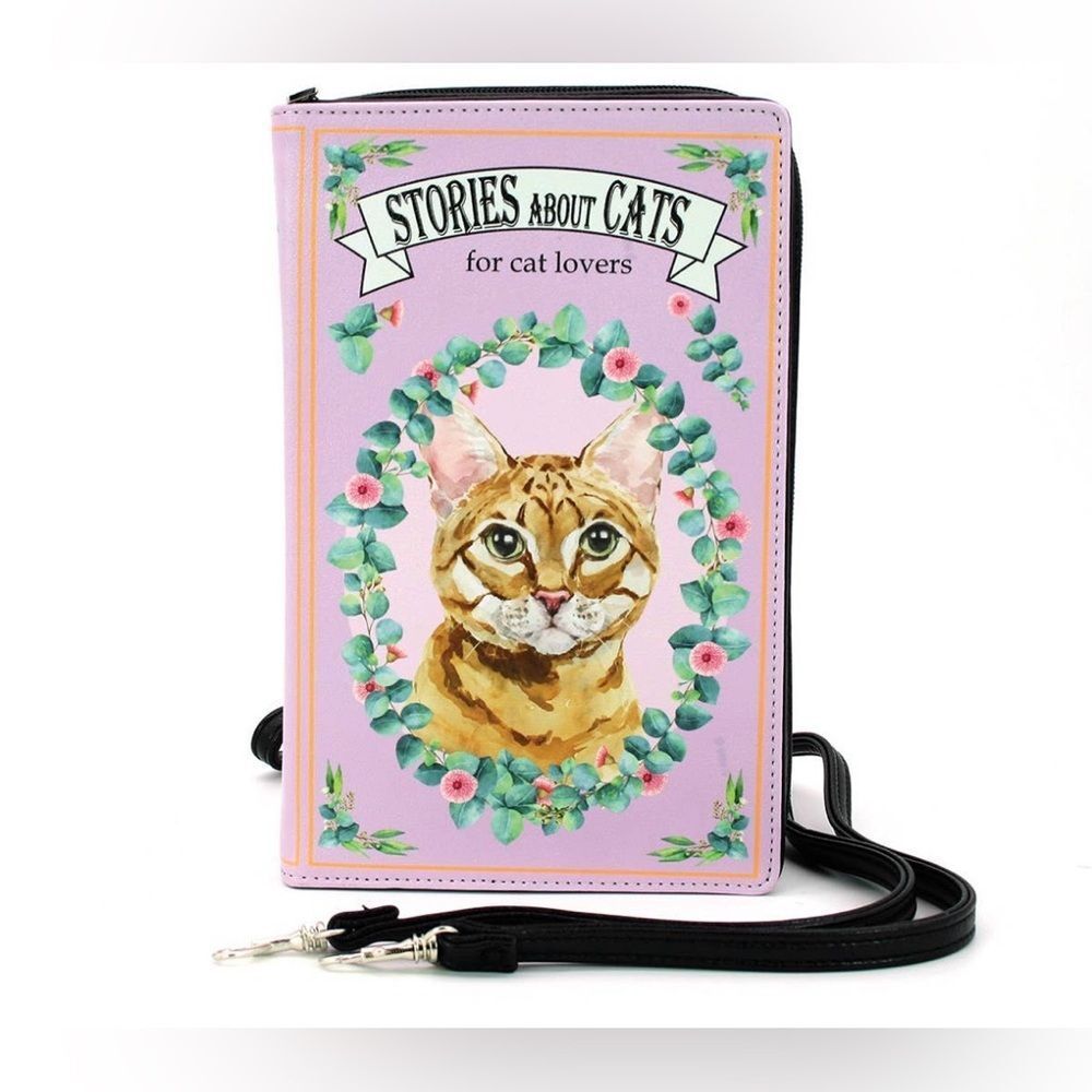 Novelty stories about cats for cat lovers purse faux‎ book new crossbody